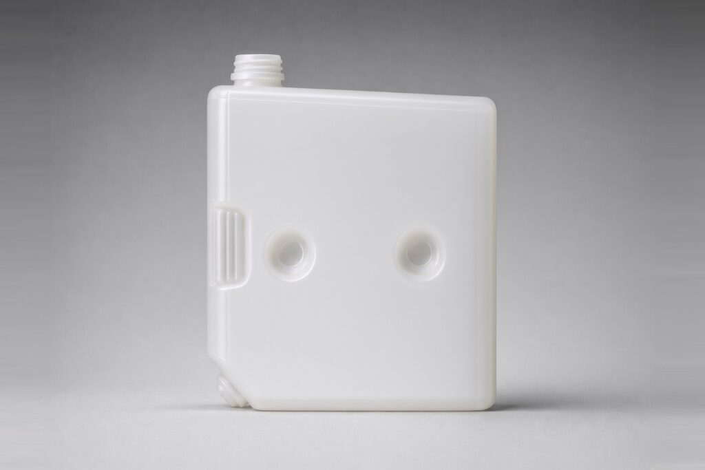 White HDPE dispense bottle made by DPI Packaging